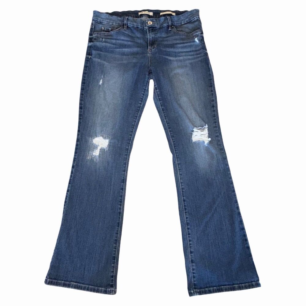 Guess Los Angeles Jeans Blue Tailored Mini Boot Distressed Womens Size 32 Y2K